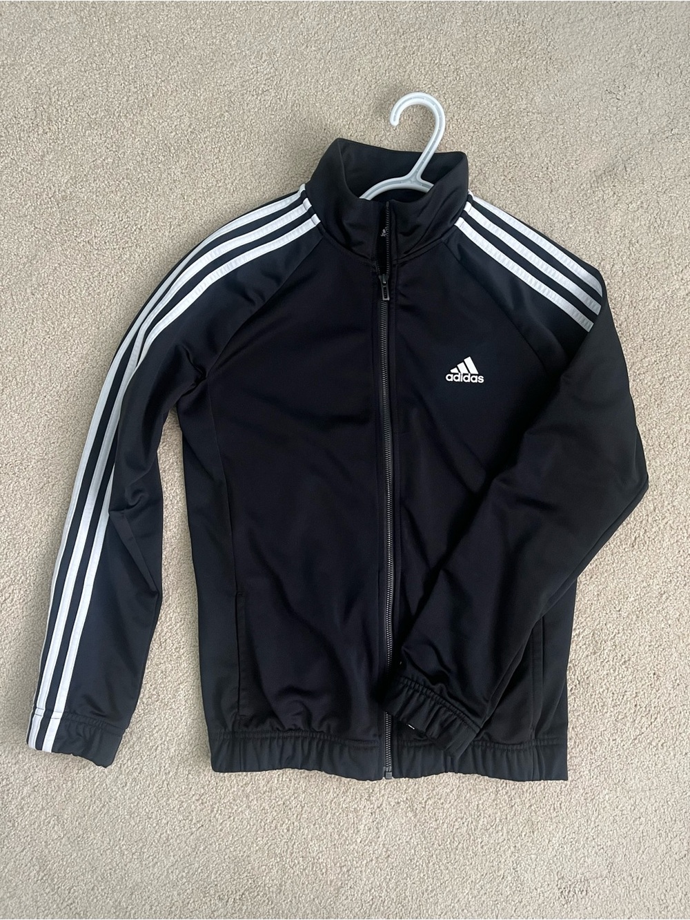 adidas Black Track Jacket with White Three-Stripes